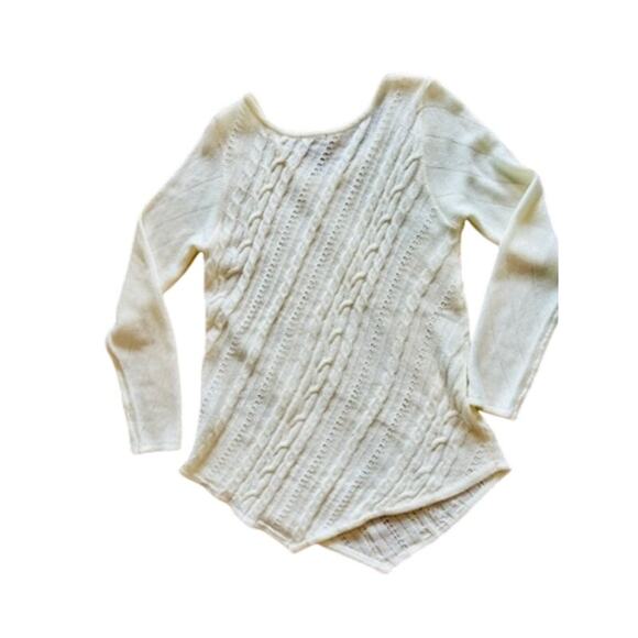 Metaphor Cream Asymmetrical Cable Knit Sweater XLARGE Vanilla Girl Cozy Soft - Picture 8 of 10